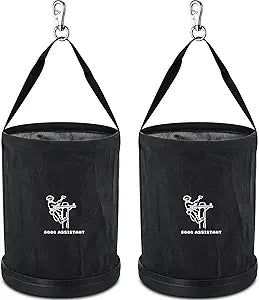 15" x 12" Canvas Tool Bucket Bag, Heavy Duty 150 Lbs Load Capacity, Truck Tool Organizer with Plastic Bottom Metal Hook for Linemen Electricians & Construction Workers