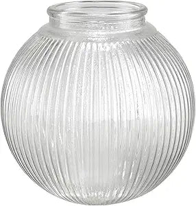 Aspen Creative 28006-75-1, 6-3/8" Reeded Clear Glass Globe For Lighting Fixture And Ceiling Fan, Fitter: 3-1/8"