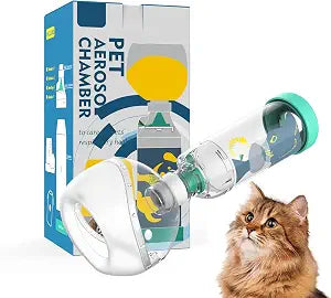 Cat Inhaler Spacer with Indicator, Designed for Cats and Small Dogs, Pet Aerosol Chamber with Silicone Mask,for Home Outdoor Green S
