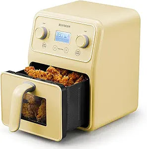 BUYDEEM F51 8-in-1 Air Fryer 4.2QT, Retro Countertop Airfryer Oven with Visible Window, Shake Reminder, One-touch Control with LCD Display, Mellow Yellow