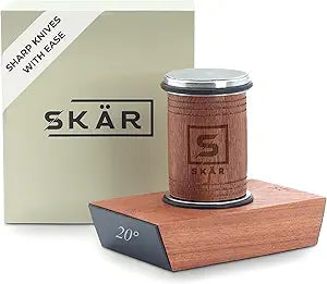 Rolling Knife Sharpener Kit - Premium Solid Wood Rolling Sharpener for Knives w/Magnetic Angle Base & 2 Diamond Grinding Discs - Kitchen knife sharpener - Perfect Knife Sharpening stone Kit for Gifts