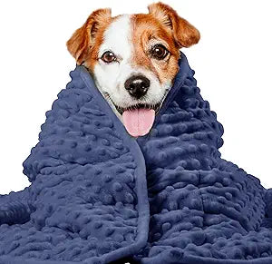 LaSyL Weighted Blanket for Pets | Thunder Blanket for Dogs Anxiety | Premium Soft Minky | Relaxation & Calming & Anti Anxiety | Used in Car, Bed, Couch | Dark Blue, Washable Large (40"x47")