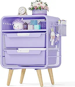 SYKIARIOL Kids Nightstand,Girls Bedside Table,Night Side Table,Kids Night Stand,End Tables Bedroom,Purple Cute Nightstand with Storage Drawer for Girls