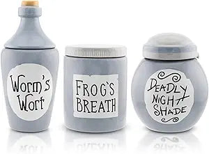 Disney The Nightmare Before Christmas Sally's Mini Storage Jars 3-Piece Set Replica | Sculpted Ceramic Kitchen Containers For Snacks