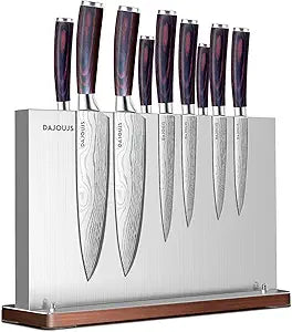 Nanbone Magnetic Knife Block, Stainless Steel Magnetic Knife Holder for Kitchen Counter Universal Knife Block Without Knives, Strong Magnet Kitchen Knives Storage Organizer