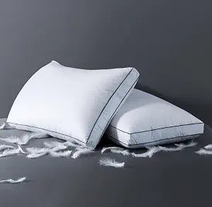 ELNIDO QUEEN Goose Feather Down Fiber Pillows Queen Size Set of 2, Luxury Hotel Collection Bed Pillows for Sleeping, Down Surrounded Pillows 2 Pack, Soft  Fluffy for Side, Back Sleepers 20x30 in