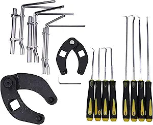 JEENDA Hydraulic Cylinder 3/4" and 1/2" Adjustable Gland Nut Wrench, 8PCS Install Tool Set, 3PCS Piston Rod Seal U-cup Installation Tool Kit Set Universal J05321 Hydraulic Cylinder Tools