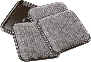 Softtouch 2 1/4" Square Carpeted Bottom Furniture Caster Cups, Protect Hardwood Floors, Gray (4 Pack)
