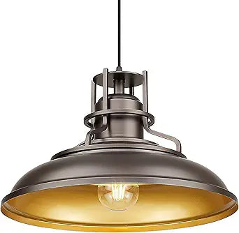 FEMILA 18" Outdoor Pendant Lights for Porch, Farmhouse Pendant Light, Barn Vintage Hanging Light Fixture for Kitchen Island, Adjustable Height,Oil Rubbed Bronze Finish, 4FY15-MP-L ORB