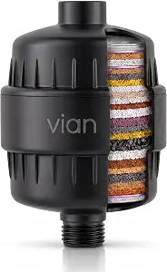 25-Stage Revitalizing Shower Filter  High Output Bathroom Shower Filter, Helps Reduce Chlorine & Odors, Softer Feeling Skin, Hair & Nails, Universal Fit (black)