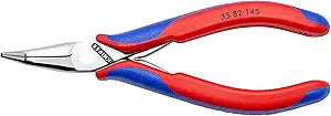 KNIPEX Tools - Electronics Pliers, Half Round Tips, 45 Degree Angled, Multi-Component (3582145), 5.75