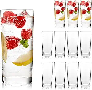 Highball Glasses Set of 12, 16oz Tall Drinking Glasses, Water Glass for Kitchen, Tom Collins Glasses, Mojito Glass Cups, Cocktail Glasses for Bar Glassware