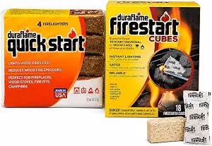 Duraflame Fire Starter Bundle  Firestart Cubes Firelighters 18 Pack & Quick Start Firelighters 4 Pack for Grills, Smokers, Fire Pits, Fireplaces and Campfires