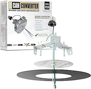 The Can Converter R56 Recessed Can Light Conversion Kit w/ 7" Flat Ceiling Medallion - Home Improvement for 5" & 6" Cans, Converter Kit for Ceiling Fan & Light Fixture, UL Certified, Matte Black