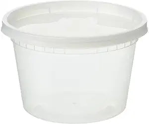 EDI D16050 16 oz Plastic Deli Food Storage Containers with Airtight Lids, Microwave/Freezer/Dishwasher Safe, BPA Free, Heavy-Duty, Leakproof, Recyclable, 50 Sets