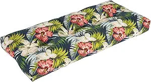 Magpie Fabrics Patio Bench Cushion 42"x18", Indoor Outdoor Non-Slip Water Resistant Long Seat Pads, Tufted Cushion for Home Garden (Midnight Floral)