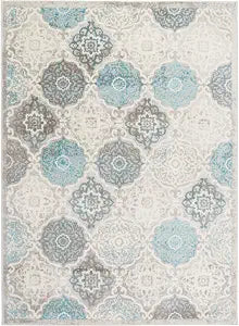 Home Dynamix Boho Andorra Transitional Damask Area Rug, Grey/Blue, 2'7"x4'7"