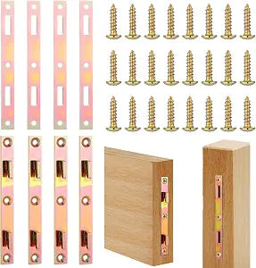MorningRo 4 Pair 6" Bed Rail Fasteners Bed Rail Brackets with Screws Heavy Duty Bed Frame Rail Hardware Bed Rail Connectors Bed Frame Replacement Parts for Furniture Bed Wood