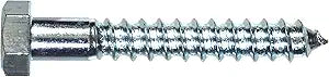 The Hillman Group 230152 Hex Lag Screw, 1/2-Inch X 10-Inch, Zinc, 25-Pack