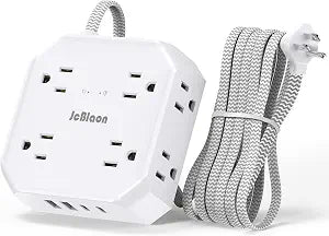 Surge Protector Power Strip, 8 Outlets with 4 USB Ports(2 USB C), 4-Sided 1050J Outlet Extender with 5FT Flat Extension Cord for Travel, Home, School, College Dorm Room Essentials