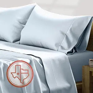 TEXAS LINEN CO. King Size Sheets Set - 600 Series Egyptian Cotton Sheets King Size (4 PC, Light Blue), 16" Deep Pocket, Soft, Cooling & Durable Sateen Luxury Hotel Bedding - Texan Talkin' Collection