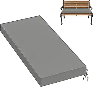 Premium Outdoor Bench Cushions for Patio Furniture 3.5inches Memory Foam Bench Cushion Waterproof Fade Resistant Porch Swing Cushions with Straps 4218 Inch Light Grey