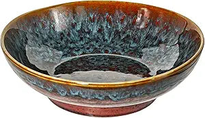 Ceramic Fruit Bowl,10.2" Decorative Bowl, Large Fruit Bowl for Kitchen Counter, Pedestal Bowl, Kitchen Counter Dcor, Bread Candy Snacks Organizer(Magic Eye Blue)