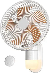 10 Wall Mount Fan with Light & Remote Control for Small Spaces, RV Fan with 30dB Quiet, 20ft Powerful Airflow , Timer,90 Auto Oscillating,4 Speeds,180 Adjustable Tilt for RV/Bedroom/Bathroom/Office