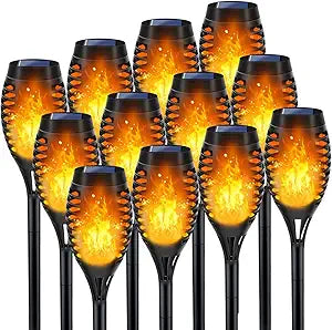 LNRYY Outdoor Solar Lights, 12Pack Solar Torch Light with Flickering Flame, Solar Garden Lights Waterproof for Outdoor Decorations, Flame Torches for Outside, Outdoor Lighting for Pathway Yard Dcor