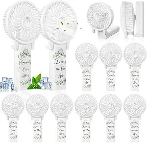 CroBlissful 24 Pcs Mini Wedding Portable Fans for Guests 180┬░ Foldable Electric Eucalyptus Desk Fan Personal Handheld Fans Gifts Bulk for Wedding Bridal Outdoor Summer Desk Office Travel Makeup