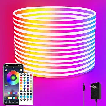 segrass 32.8FT Led Neon Rope Lights Control with App/Remote,Flexible Led Rope Lights,Multiple Modes,IP65 Outdoor RGB Neon Lights Waterproof,Music Sync Gaming Led Neon Strip Lights for Bedroom Dcor