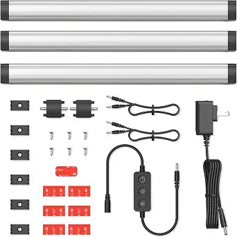 GETINLIGHT 12-inch Plug-in LED Under Counter Lights for Kitchen, Day Light 5000K, Pack of 3, IN-0110-23-SN-5K