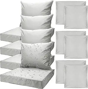 Mindsoft 4 Set Patio Cushion Covers Replacement Water UV Resistant Outdoor Cushion Slipcovers with Zipper Chair Seat Covers for Outdoor(24 x 21.3 inches,24 x 24 x 4.7 inches,Silver Gray)