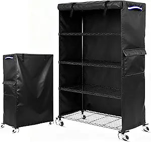 Waterproof Shelf Cover, Outdoor Heavy Duty Dustproof Storage Shelves Cover,48''x18''x72'' Shelf Covers for Wire Shelving with Zippers,Storage Rack Covers with Side Pocket,