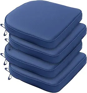 BPS 21 x 21 Inch Outdoor Chair Cushion Set of 4, Fade-Resistant and Water-Resistant Solution-Dyed Polyester Fabric Patio Chair Cushions with Straps for Outdoor/Indoor Dining Chairs