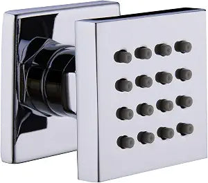 Solid Brass Square Shower Body Spray, Massage Spa Jet Water Saving, Wall Mount for Bathroom Shower, Chrome Finish 2 inches
