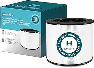 Homedics 3-in-1 True HEPA Replacement Filter, Air Purifier Filter, Activated Carbon Filter, Dust Remover, Air Cleaner, Remove Household Odors, Remove Pet Odors