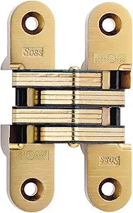 SOSS Invisible Hinge Model 216, 20 Minute Fire Rated, Zinc, Satin Brass Exterior Finish, Model Number 216US4, #14 x 1-1/2"