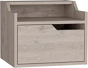 Tuhome Busan Floating Nightstand with Wall-Mounted Design, Single Storage Drawer and Two-Tier Upper Shelves Offering Modern Bedroom Organization, Space-Saving Convenience and Durable Engineered