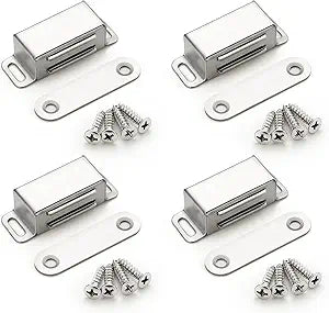 Ravinte Silver Magnetic Door Catch, Brushed Nickel Cabinet Magnets, 4 Pack