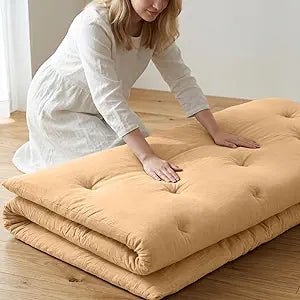ZonLi Japanese Floor Futon Mattress Twin Size 75"x 39", 100% Cotton Cover 4'' Thicken Tatami Mattress, Foldable Sleeping Pad, Portable Dormitory Tatami Mat, Roll Up Floor Lounger Bed for Adult