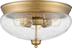 Z-Lite 722F3-HBR 3 Light Flush Mount, Heritage Brass