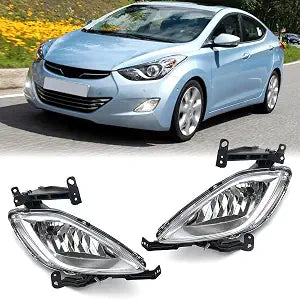 Fog Lights Compatible with 2011 2012 2013 Hyundai Elantra Sedan W/O Switch and Harness Clear Lens
