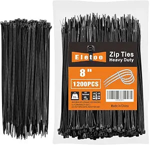8 Inch Black Zip Ties 1200 Pack Cable Ties 35 LBS