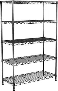5-Tier Heavy Duty Shelving Unit,30" Wx14 Dx62 H,Metal Shelving with Lockable Wheels,Wire Shelf Rack,Height Adjustable Metal Storage Shelves Organizer for Kitchen,Garage,Office,Laundry,Pantry