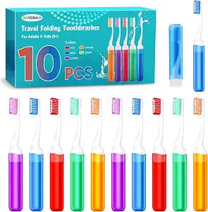 Navona 10 PCS Travel Toothbrush Set, Potable Travel Size Toothbrushes