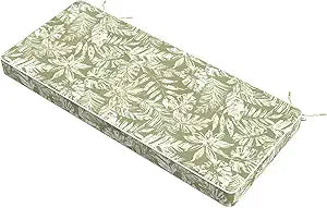 Outdoor Bench Cushion 42x18x3 Inch, Patio Furniture Cushions, All-Weather Seat Chair Couch Pad, Garden Porch Loveseat Bench Cushion for Decoration, Tropical Leaf Green