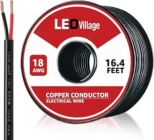 18 Gauge Ledvillage 2 Conductor Electrical Wire 16.4FT/5M - 18AWG Electrical Wire Stranded PVC Cord Oxygen-Free Copper Cable Low Voltage for LED Strips Lamps Lighting Automotive