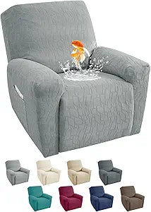 MAXIJIN Waterproof Recliner Cover Washable 3 Pieces Recliner Chair Covers with Elastic Bottom Non Slip Cover for Lazy Boy Reclining Chair Furniture Protector for Dogs Cats, Light Gray