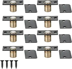 JQK Closet Magnetic Door Ball Catch Hardware, 430 Stainless Steel Catch Adjustable with Strike Plate, Black Finish 8 Pack, HBC120-BK-P8